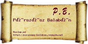 Pórszász Balabán névjegykártya